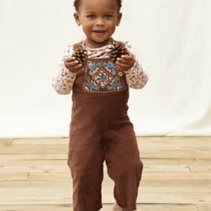 Matilda Jane NWT Kimberly Babies Micro Brown Cord Overalls, Size 6-12 months